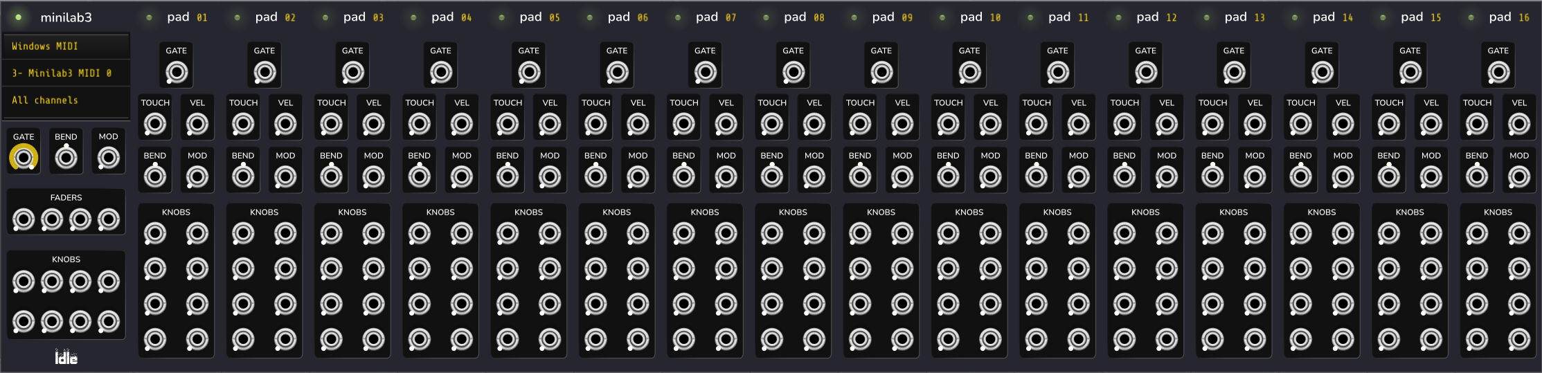 16 pads configuration