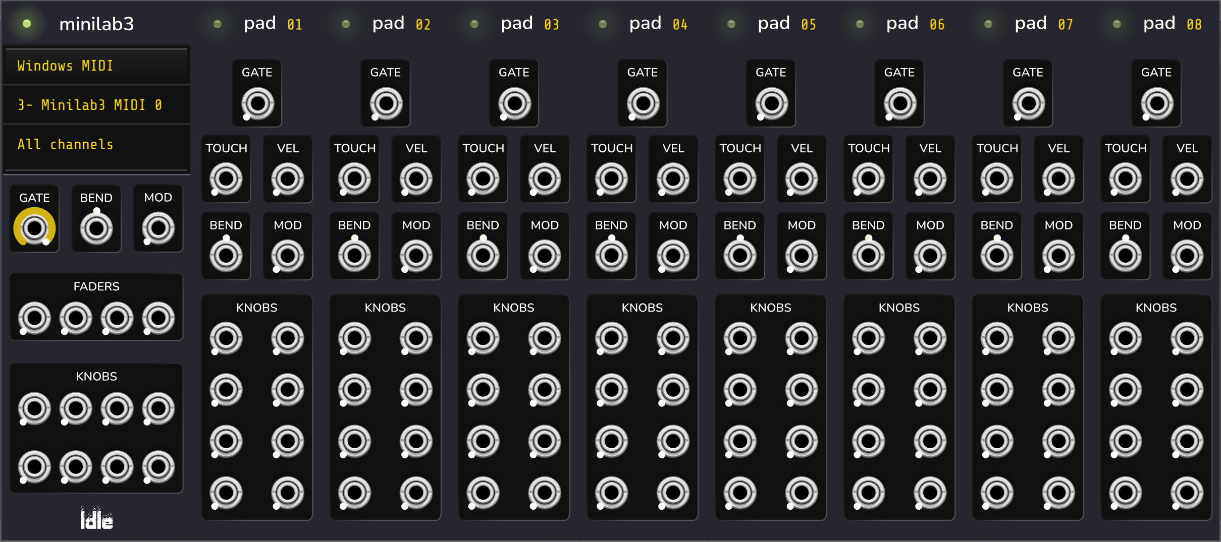 8 pads configuration